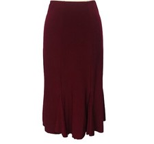 New Ladies Plain Elastic Waist Panel Godet Calf Midi Length Skirt Flared Work