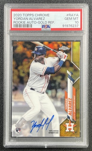 YORDAN ALVAREZ PSA 10 2020 TOPPS CHROME ROOKIE AUTO GOLD REFRACTOR RC 31/50
