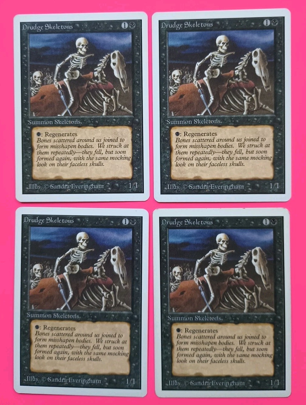 Magic the Gathering Unlimited DRUDGE SKELETONS  X 4 (3 LP/EX & 1 MP)  C 1993