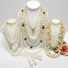 VINTAGE TO NOW FAUX PEARL BEAD NECKLACE LOT, FASHION/COSTUME JEWELRY LOT