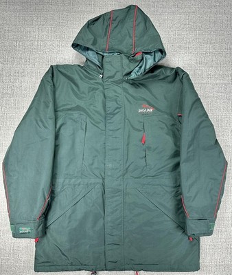 Jaguar Racing Jacket Sz L Green F1 Formula 1 Hooded Nylon Winter Parka Lined