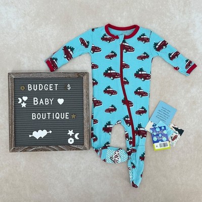 NWT KICKEE PANTS Christmas Tree Holiday Trucks Sleeper Romper Size 0-3 Months