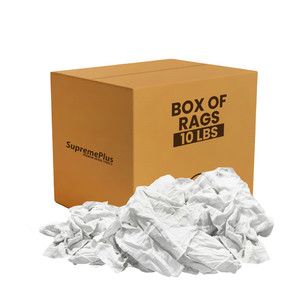 Recycled White Knit T-Shirt Cleaning Rags 10 lbs. Box Multipurpose Wiping Cloths