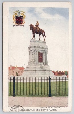 1907 Jamestown Expo Richmond VA Lee Statue Coat of Arms Posted Postcard