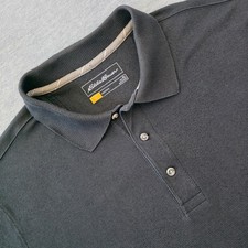 Eddie Bauer Travex Mens XL Charcoal Gray Textured Pique Short Sleeve Polo Shirt