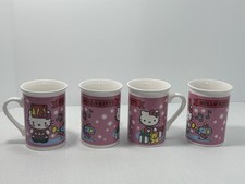 Hello Kitty Coffee Hot Cocoa Cup Mugs Lot of 4 Identical 13  Sanrio Co Christmas