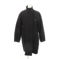 Giorgio Armani Wool Coat Black Size 42 M Stand Collar Drawcord Elbow Patch