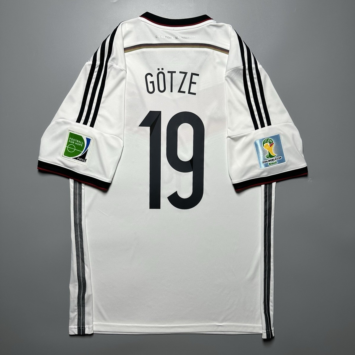 GERMANY ADIDAS 2014 WORLD CUP FOOTBALL HOME JERSEY #19 GOTZE SIZE