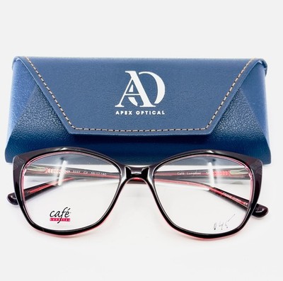 CAFE LUNETTES 3337 C2 Burgundy Red Womens Semi Cat Eye Eyeglasses 55-17-140 B:45