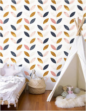 Peel and Stick Wallpaper Boho Removable White/Tan/Navy Vinyl Self Adhesive Nurse