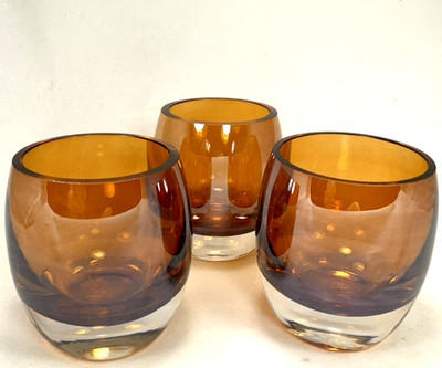 Mikasa Votive Candle Amber Glass Heavy Home Accents Solaris 3'' Set of 3