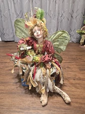 Vintage Sitting Fairy Elf Fantasy W/ Light Figurine Doll