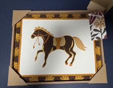 BP Home Woven Embroidered Textile Wall Art Horse Decor 14.25" x 11.75"