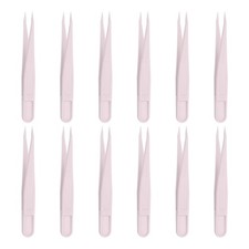12 Pack Plastic Tweezers for Crafts, 3.1" Pointed Tweezers Bulk Pink