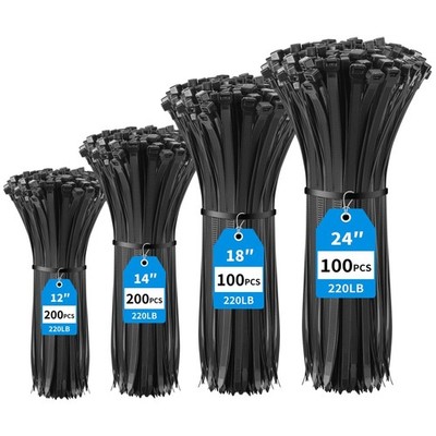 Heavy Duty Zip Ties 600 Pack Assorted Sizes, Indoor/Outdoor