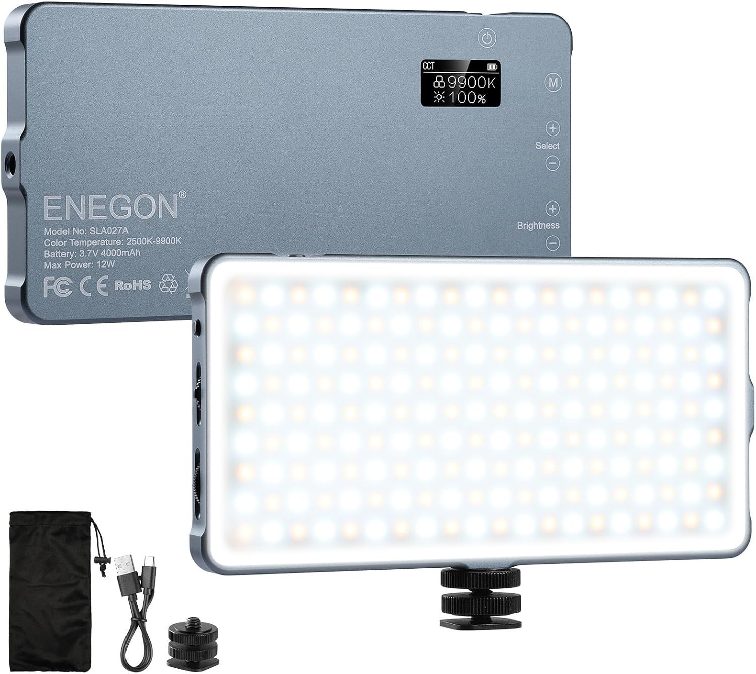 Faretto LED ENEGON 4000mAh Professionale DSLR 2500K-9900K Metal