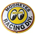 Vintage Moon Eyes Sign - Speed Drag Race Division Porcelain Gas Pump Sign