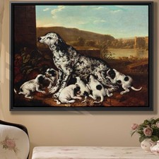 Dalmatian Dog Oil Painting Canvas Wall Art Vintage Animal Decor Framed Artwork