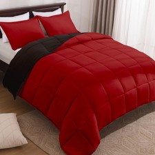 Basic Beyond Red and Black Comforter Set Quee...