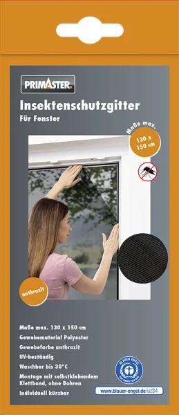 Primaster Insektenschutz-Fenster Anthrazit Selbstklebend 130X150Cm Fliegengitter-image