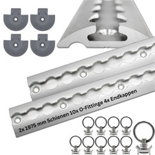 Airlineschiene  2x 2 Meter  silber eloxiert halbrund 10 Fittinge 4 Endkappen T&Uuml;V