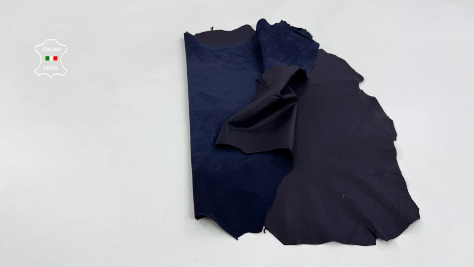 DARK INDIGO BLUE ANILINE Thin Soft Italian Lambskin Leather 3sqf 0.5mm #C6055 - Image 3 of 4