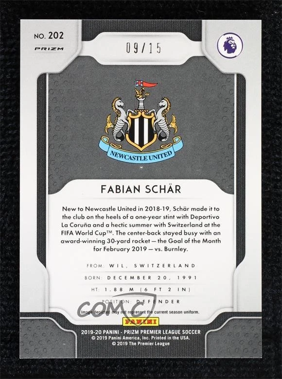 2019-20 Panini Prizm Premier League White Sparkle /15 Fabian Schar #202 - Image 2 of 2