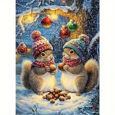 Christmas Diamond Art Kits for Adults,Squirrel Diamond Painting Kit 12X16In 5D D