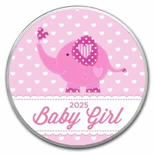 1 oz Silver Colorized Round - APMEX (2025 Baby Girl, Elephant)