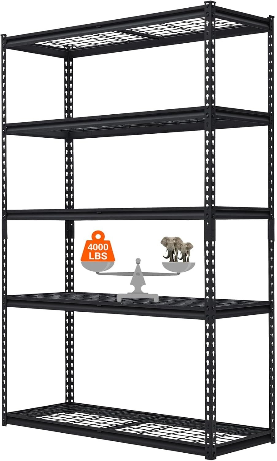 5-Tier Heavy Duty Industrial Wire Shelving Unit for Garage Storage