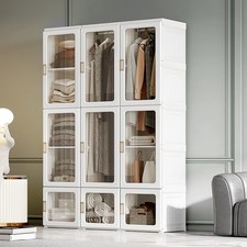 Portable Wardrobe Folding Clothes Cabinet Cube Storage, White