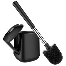 SetSail Toilet Brush and Holder, Self Closing Lid Bowl 1 pack, Black