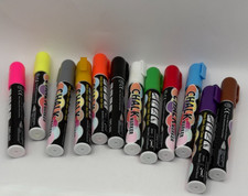 Chalk Marker liquid Set 12 Colors for Glass Metal Led Boards Non-Porous Surface