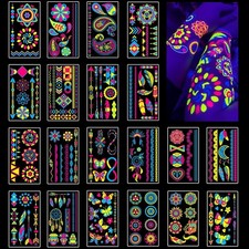 Temporary Tattoos 170 PCS Glow in The Dark Tattoos that React to Neon UV Black L