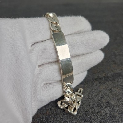 Tiffany & Co. Italy 925 Men's ID Tag Bracelet 7'' Curb Link Sterling Silver Chain