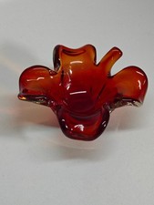 Vintage Aschenbecher orange Glas Blumenform, Schmuckschale, Ringhalter