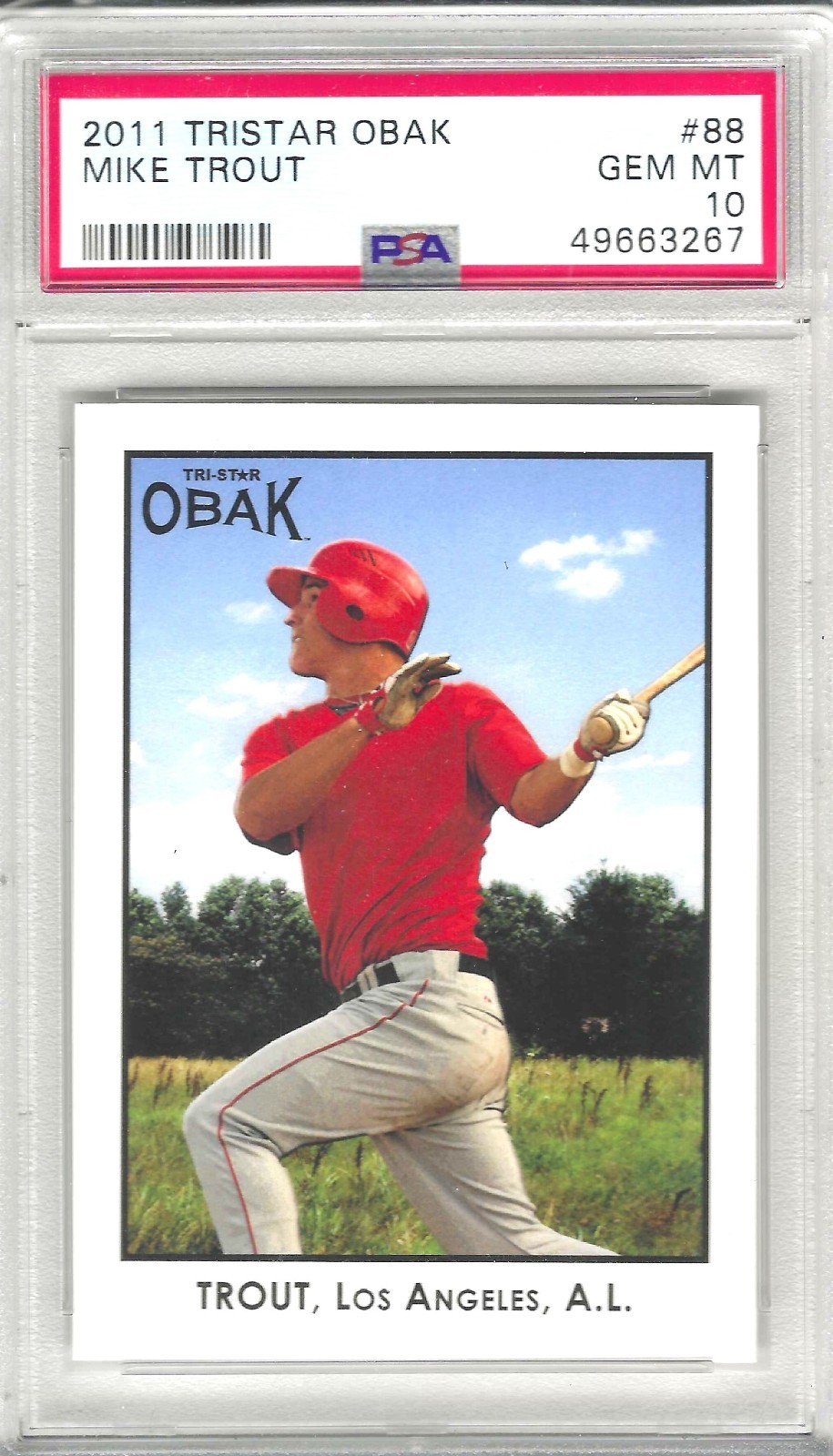 2011 TRISTAR OBAK #88 MIKE TROUT PSA 10 GEM MINT