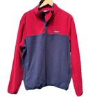 Lands End Pullover Fleece - Large & X-Large - Quarter Snap - Red Navy