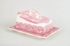 Mason’s, England. Faience cheese dome with plate. Red transfer printing. 1930s.