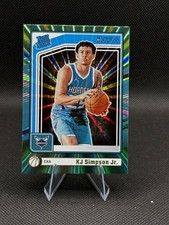 KJ Simpson Jr RC 2024-25 Donruss Rated Rookie #247 Holo Green Laser Hornets
