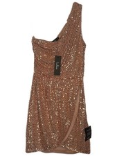 Lulus Dress Side of Glam Rose Gold Sequin One-Shoulder Tulip Mini NWT $78 Sz XS