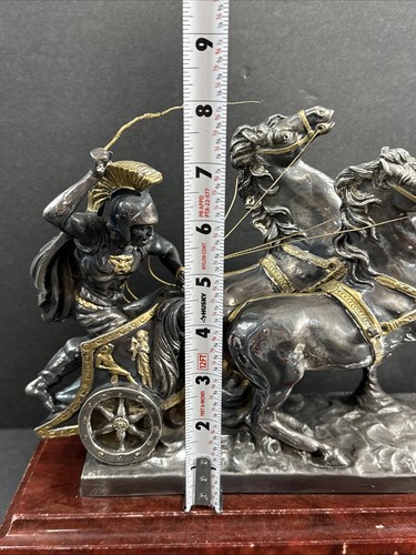 A Santini Sterling Silver 925 Roman Gladiator On Chariot Sculpture (READ DESC) - Picture 18 of 24