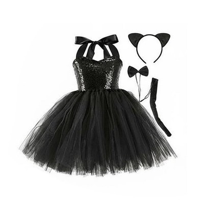 Tier-Tutu-Kleid-Set Ärmellos Faschingskleid V-Ausschnitt für Geburtstagsfeier