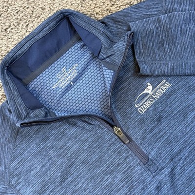 Vineyard Vines Performance 1/4 Zip Heather Blue Mens Ozarks National Golf Small