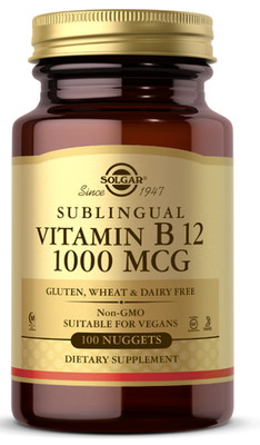 Vitamin B12 1000 mcg 100 Nuggets Cyanocobalamin Solgar