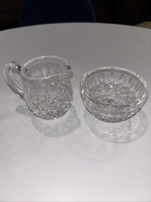 Vintage Waterford Mini Cut Crystal Sugar Bowl & Creamer Pitcher Set 3  Lismore