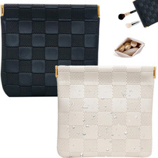 2 PCS Small Makeup Bag for Women, Small Pouches for Purse,Mini Checkered Cosmeti