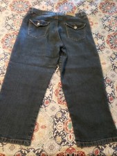 Jeanbay Women's Stretch Cropped Dark Wash Denim Capri Jeans Size 10 32"x21" 