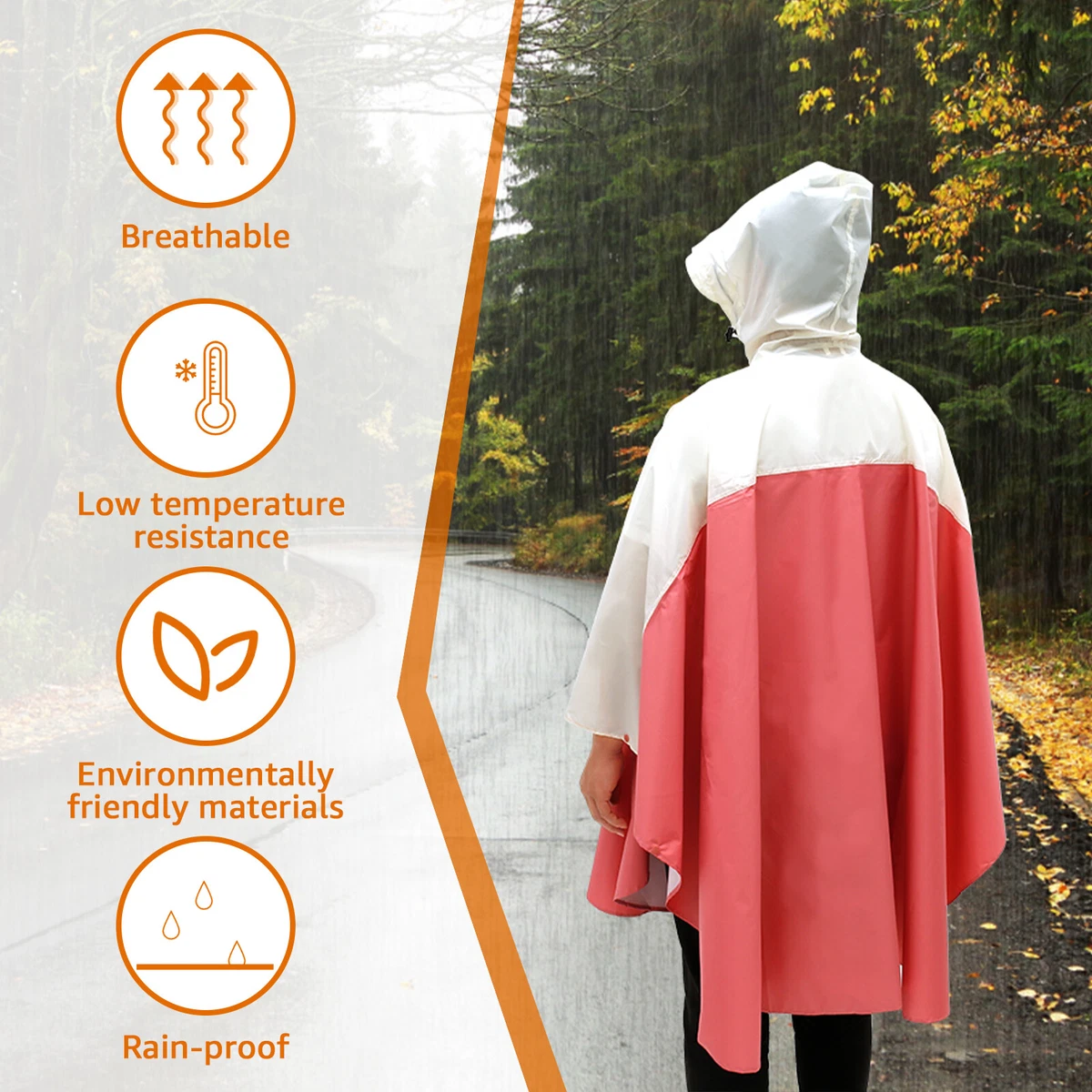 Rain Poncho with Storage Bag Waterproof Rain Poncho Jacket with Zipper daDTk