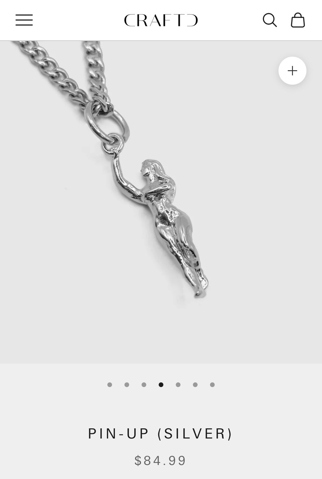 NEW 🌺 Craftd London Pin Up Necklace Silver Rhodium Cuban Chain 84 W